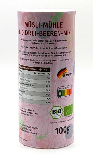 100g gefriergetrocknet Premium Bio Beeren Mix