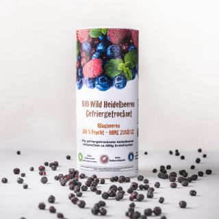Bio Heidelbeeren / Blaubeeren gefriergetrocknet Frischedose